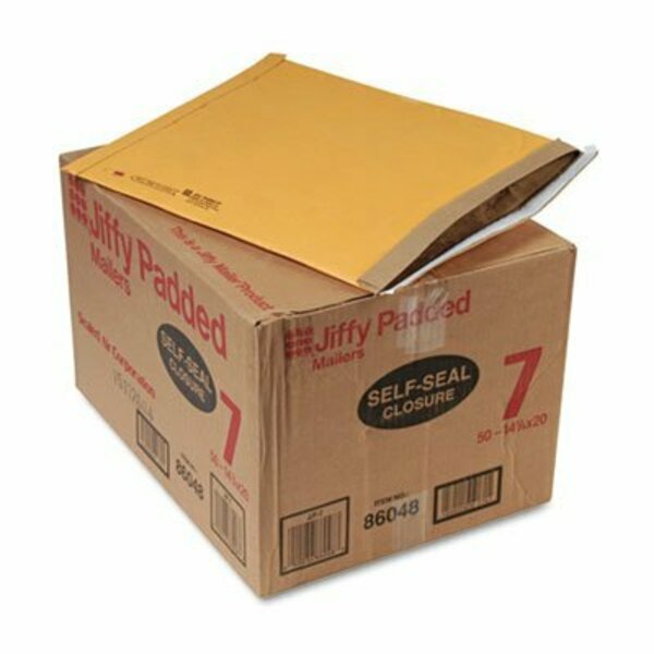 Essendant Industrial AA-Sealed Air Jiffy Padded Self Seal Mailer, #7, 14-1/4in x 20in, Natural Kraft, 50PK 64542